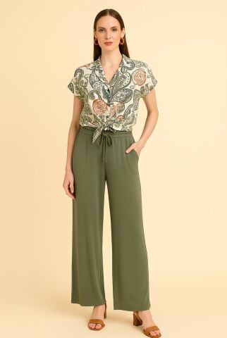 İtalyan Yeşil Desenli Cotton Gömlek