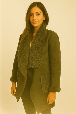 İtalyan İçi Kürklü  Haki Rengi Kaban