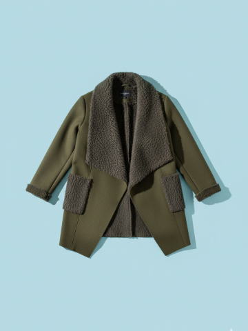 Haki Rengi İtalyan Tasarım İçi Kürklü Kaban