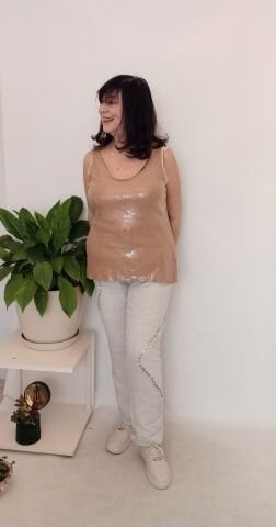 Pullu Atlet İtalyan Kolsuz Bej