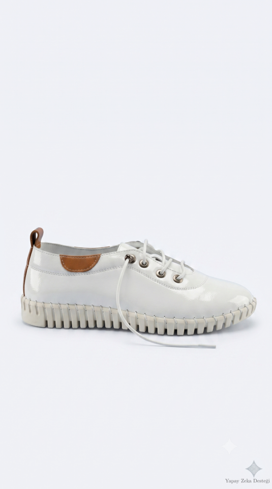 Beyaz  Hakiki Deri Ortopedi Taban Sneakers