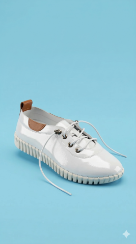 Beyaz  Hakiki Deri Ortopedi Taban Sneakers