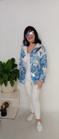 Italyan Kapsonlu Mavi Desnli Varak Baski Yagmur Almaz