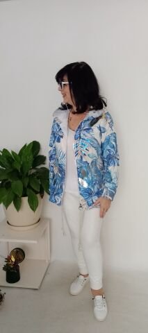 Italyan Kapsonlu Mavi Desnli Varak Baski Yagmur Almaz