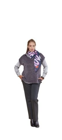 Füme Rengi Büyük Beden Shöni Kumaş Suveter