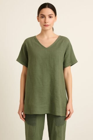 İtalyan Haki Yeşil   Keten  Pantalon Takım