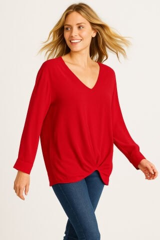 Büyük Beden Kırmızı Şifon Tünik