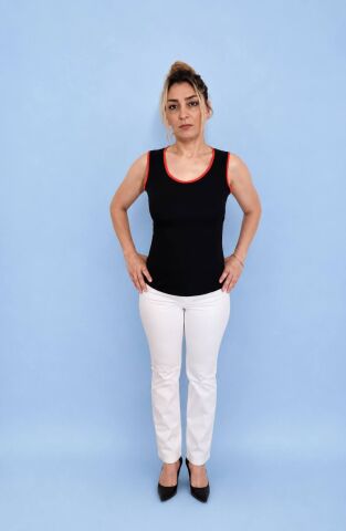 Siyah Kumaş Atlet Biyeli Mercan 11014