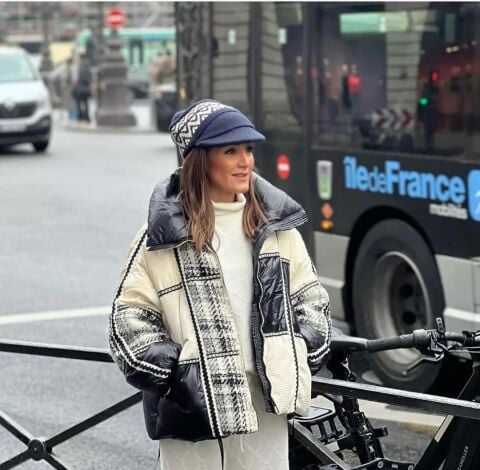 Kemik Siyah Kareli İtalyan Kaz Tüyü Kaban