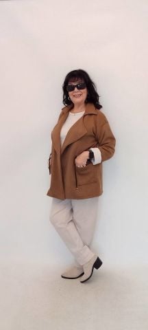 Taba Rengi İtalyan  Triko Hırka Modeli Ceket