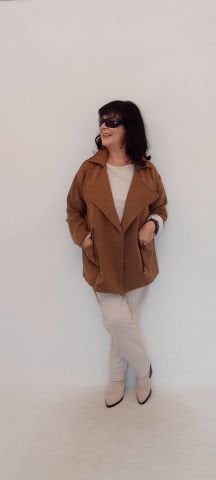 Taba Rengi İtalyan  Triko Hırka Modeli Ceket