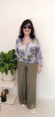 İtalyan İpek Pantalon Haki Rengi