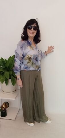 İtalyan İpek Pantalon Haki Rengi