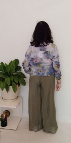 İtalyan İpek Pantalon Haki Rengi