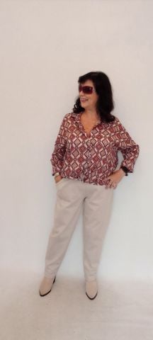 Bordolu Kemikli Kilim Desenli Vual İtalyan Gömlek