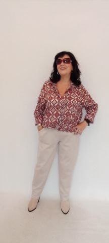 Bordolu Kemikli Kilim Desenli Vual İtalyan Gömlek
