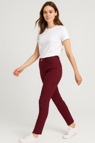 Bordo Dar Paça Gabardin Pantalon