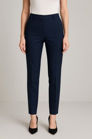 Siyah Dar Paça Gabardin Pantalon