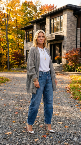 Gri Rengi Selanik Örgü Salaş Truakar Kollu Hırka