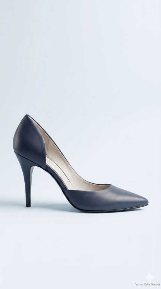 Hakiki Deri Mat Lacivert Stiletto