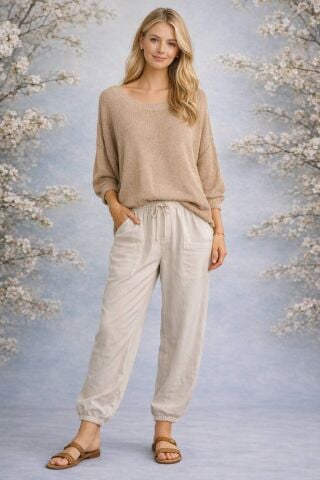 Camel Rengi Merserize İtalyan Triko Bluz