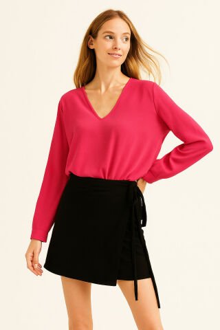 Siyah  Örme  kumaş   Anvolop  Mini Etek