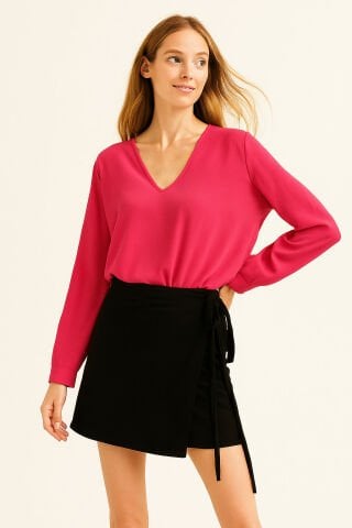 Siyah  Örme  kumaş   Anvolop  Mini Etek