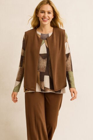 Taba suet görünümlü   Kumaş Yelek