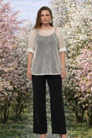 Gümüş Rengi File Kendinden Pullu Tünik