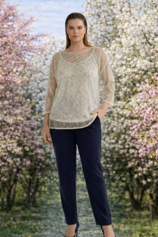 Bej Rengi File Kendinden Pullu Tünik