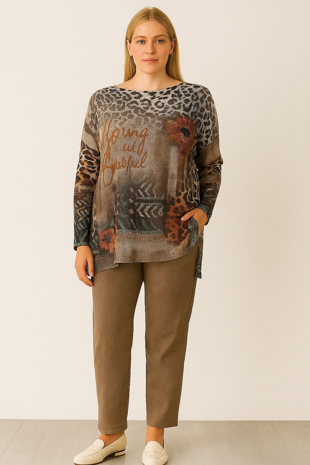 İtalyan Desenli Pamuk Yarasa Kol Triko