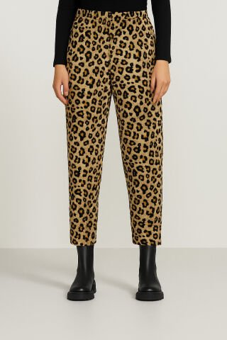 İtalyan Kapitone Leopar  Beli Llastikli Pantalon