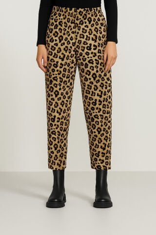 İtalyan Kapitone Leopar  Beli Llastikli Pantalon