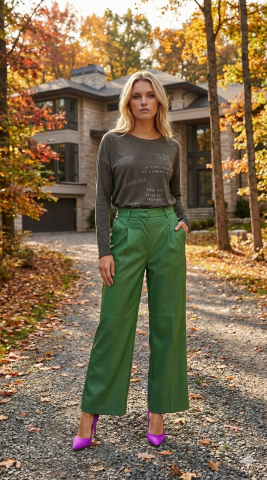 İtalyan Parlak Üstü Yazılı Bluz