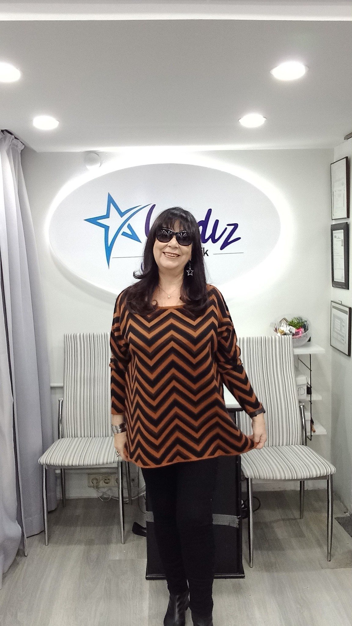 Büyük Beden Siyah Diagonal Taba Çizgili Triko Kazak