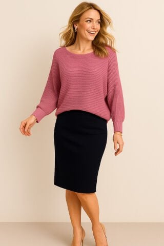 Lila Merserize Kayık Yaka  Triko