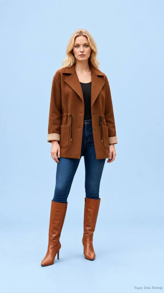 İtalyan Triko Modeli Taba Ceket