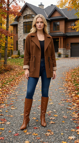 İtalyan Triko Modeli Taba Ceket