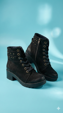 Topuklu Siyah Bot - Kış aylarında sıcacık