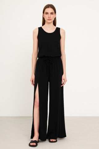 İtalyan  Siyah  İçi Şort  Yırtmaçlı Pantalon