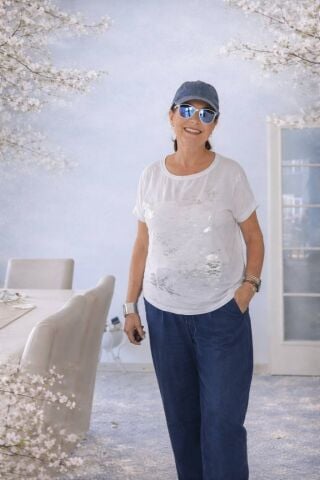 İtalyan Keten Önünde Lame Baskısı Olan Bluz