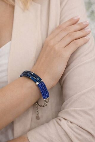 Saks Rengi Boncuklu Bileklik