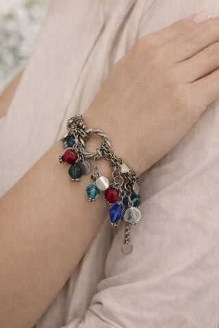 Renklİ Cam  Üç Sıra Bileklik